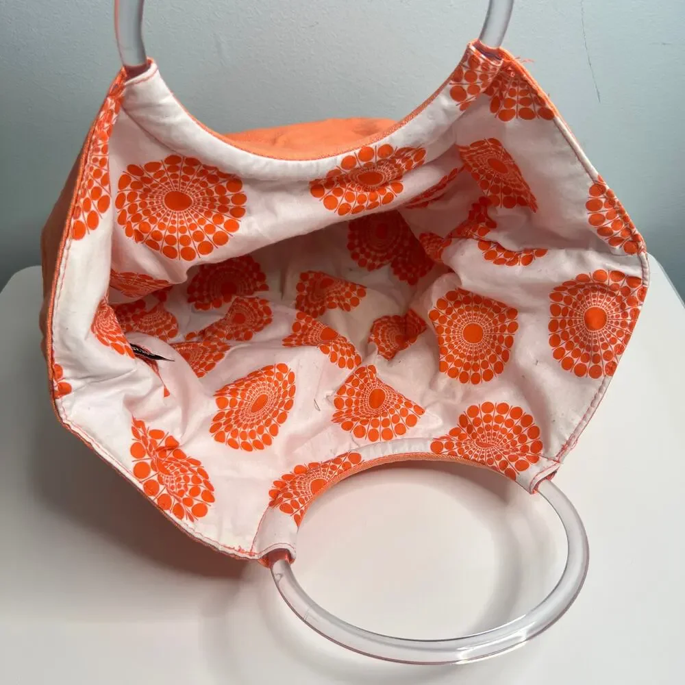 Nordstrom Lucite Handle Tote Purse Shoulder Bucket Casual Summer Fabric Bag